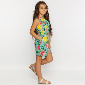 Cichlid Nagyvirágos kék kislány playsuit