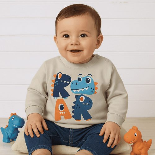 Civil Dínós bézs baba pulóver