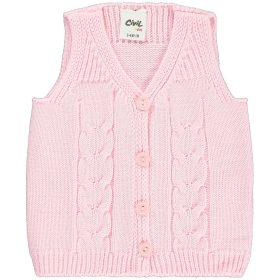 Civil Rózsaszín kötött baba mellény