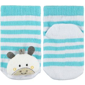 Minidamla Bocis-csíkos baba zokni csörgővel