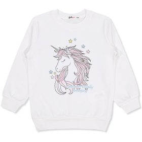Civil Unikornis ekrü vékonyabb kislány pulóver