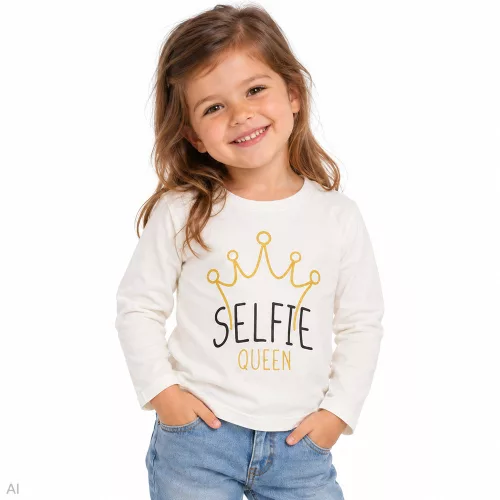 Civil Selfie Queen ekrü kislány felső