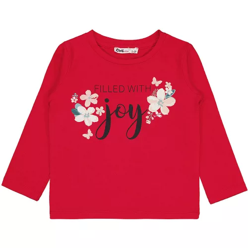 Civil Virágos piros kislány felső