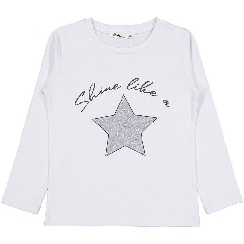 Civil Csillagos fehér lány felső