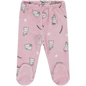 Civil Rózsaszín cicás lábfejes plüss baba nadrág