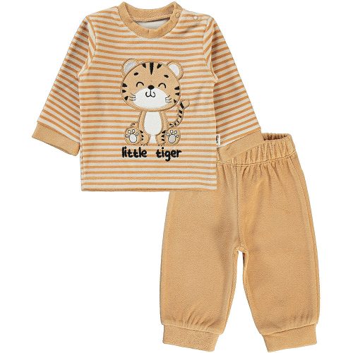 Civil Tigrises csíkos-világosbarna baba plüss szett