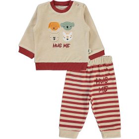 Civil Állatos bézs-csíkos baba plüss szett