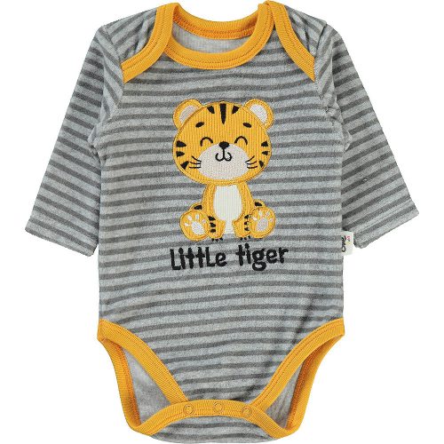 Civil Tigrises szürkecsíkos plüss baba body