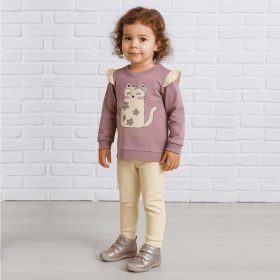 Civil Cicás lila-bézs kislány belül bolyhos szett