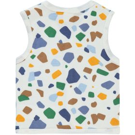 Civil Ekrü kék-barna mintás baba mellény