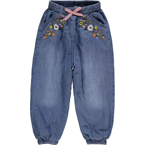 Civil Hímzett farmerkék kislány bélelt nadrág