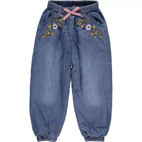 Civil Hímzett farmerkék kislány bélelt nadrág