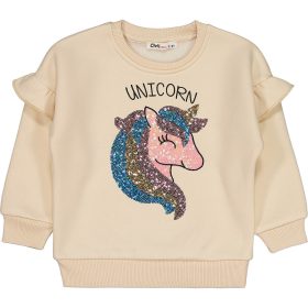   Civil Unikornis bézs kislány vastag belül bolyhos pulóver