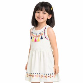 Civil Hímzett ekrü kislány ruha