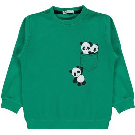Civil Pandás zöld kisfiú vékonyabb pulóver