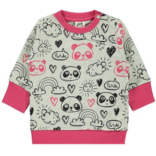 Civil Pandás pinkszélű baba pulóver