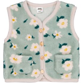 Civil Virágos zöld vastag polár baba mellény