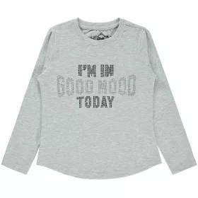 Civil Strasszfeliratos szürke kislány felső