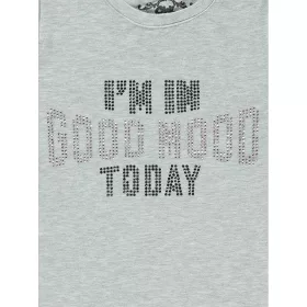 Civil Strasszfeliratos szürke kislány felső