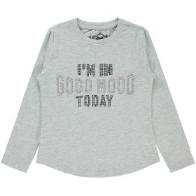 Civil Strasszfeliratos szürke kislány felső