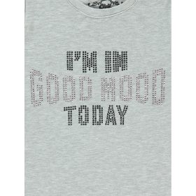 Civil Strasszfeliratos szürke kislány felső