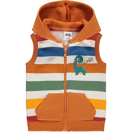 Civil Kapucnis dínós-csíkos baba belül bolyhos mellény