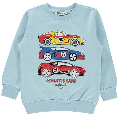 Civil Autós kék kisfiú pulóver