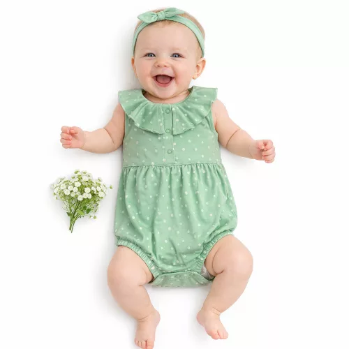 Civil Pöttyös zöld baba napozó