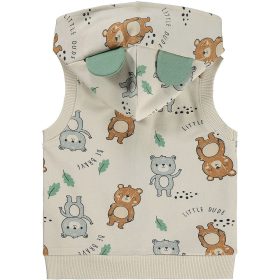 Civil Állatos bézs baba kapucnis mellény