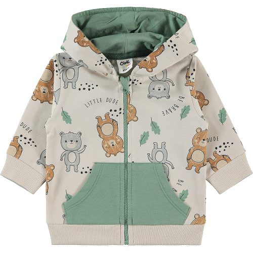 Civil Állatos bézs cipzáros kapucnis baba melegítőfelső