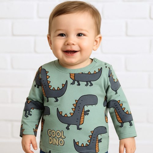 Civil Dínós zöld baba felső