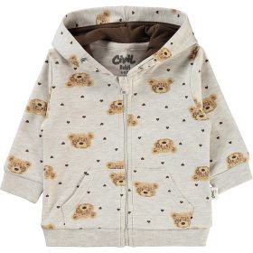   Civil Bézs macis-szivecskés cipzáros kapucnis baba melegítőfelső