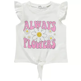 Civil Virágos ekrü-rózsaszín kislány szett