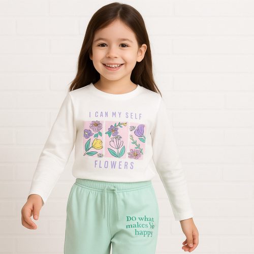 Civil Virágos ekrü kislány felső