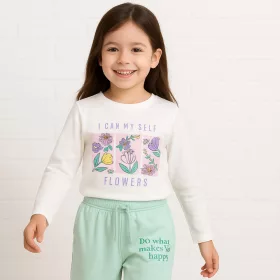 Civil Virágos ekrü kislány felső