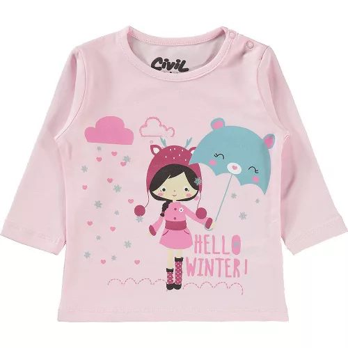 Civil Kislányos rózsaszín baba felső