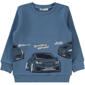 Civil Autós kék kisfiú belül bolyhos pulóver