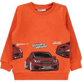 Civil Autós narancs belül bolyhos kisfiú pulóver