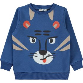   Civil Kék állatfejes meleg, belül szőrös kisfiú pulóver
