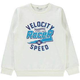   Civil Racer fehér meleg, belül bolyhos fehér kamasz pulóver