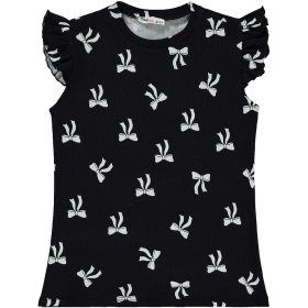 Civil Masnis fekete tini bordázott lány felső