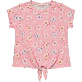 Civil Virágos rózsaszín bordázott lány felső