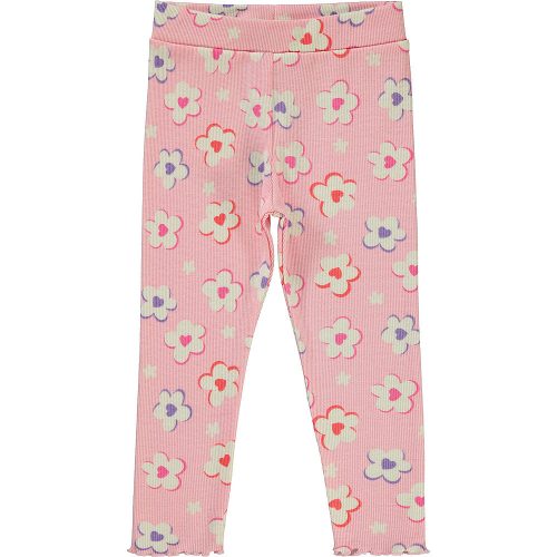 Civil Bordázott virágos rózsaszín kislány leggings