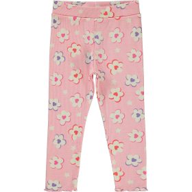 Civil Bordázott virágos rózsaszín kislány leggings