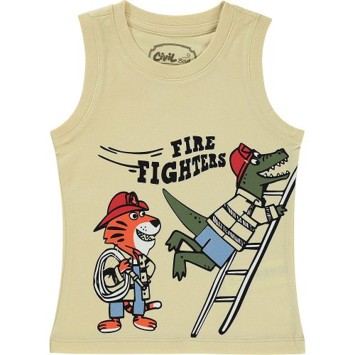 Civil Tigrises-krokodilos bézs kisfiú trikó