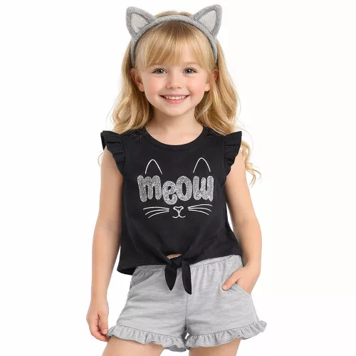 Civil Meow fekete-szürke kislány szett