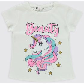 Civil Beauty unikornisos ekrü kislány póló