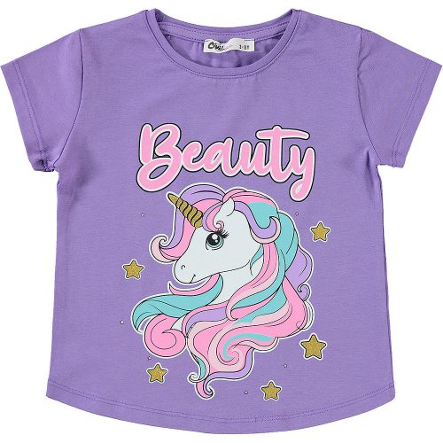 Civil Beauty unikornisos lila kislány póló