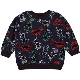   Civil Krokodilos-kutyás fekete kisfiú belül bolyhos pulóver