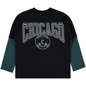 Civil Feliratos fekete kamasz felső